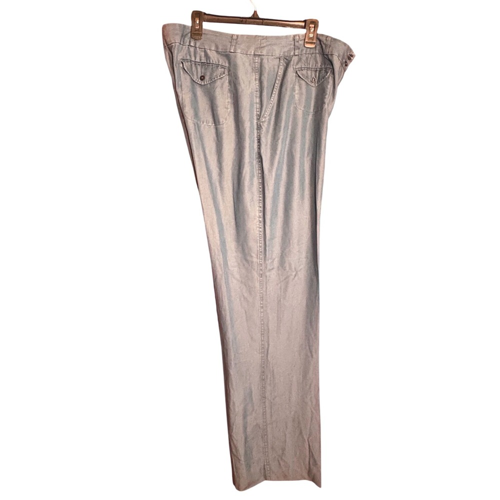 Long Elegant Legs Wide Leg‎ Trousers Women 12 Blue Good Lyocell Chambray Casual